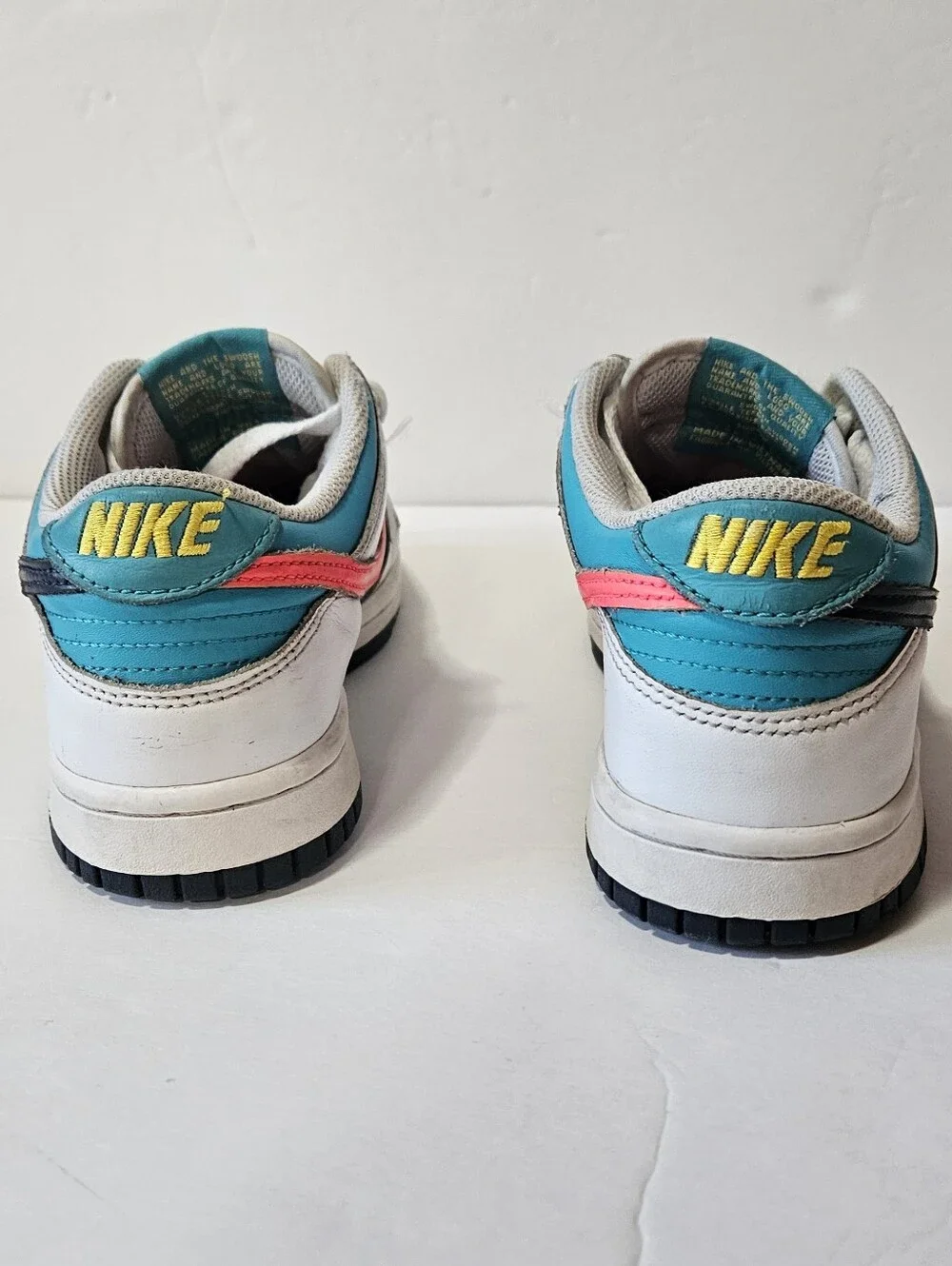 Nike Dunk Low Retro Dusty Shoes Kids Size 5Y White Teal Sneakers
